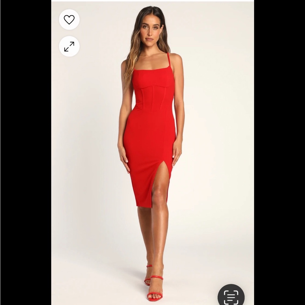 Lulus definitely baby bustier bodycon midi dress. Size large. Fits 8-10 US.